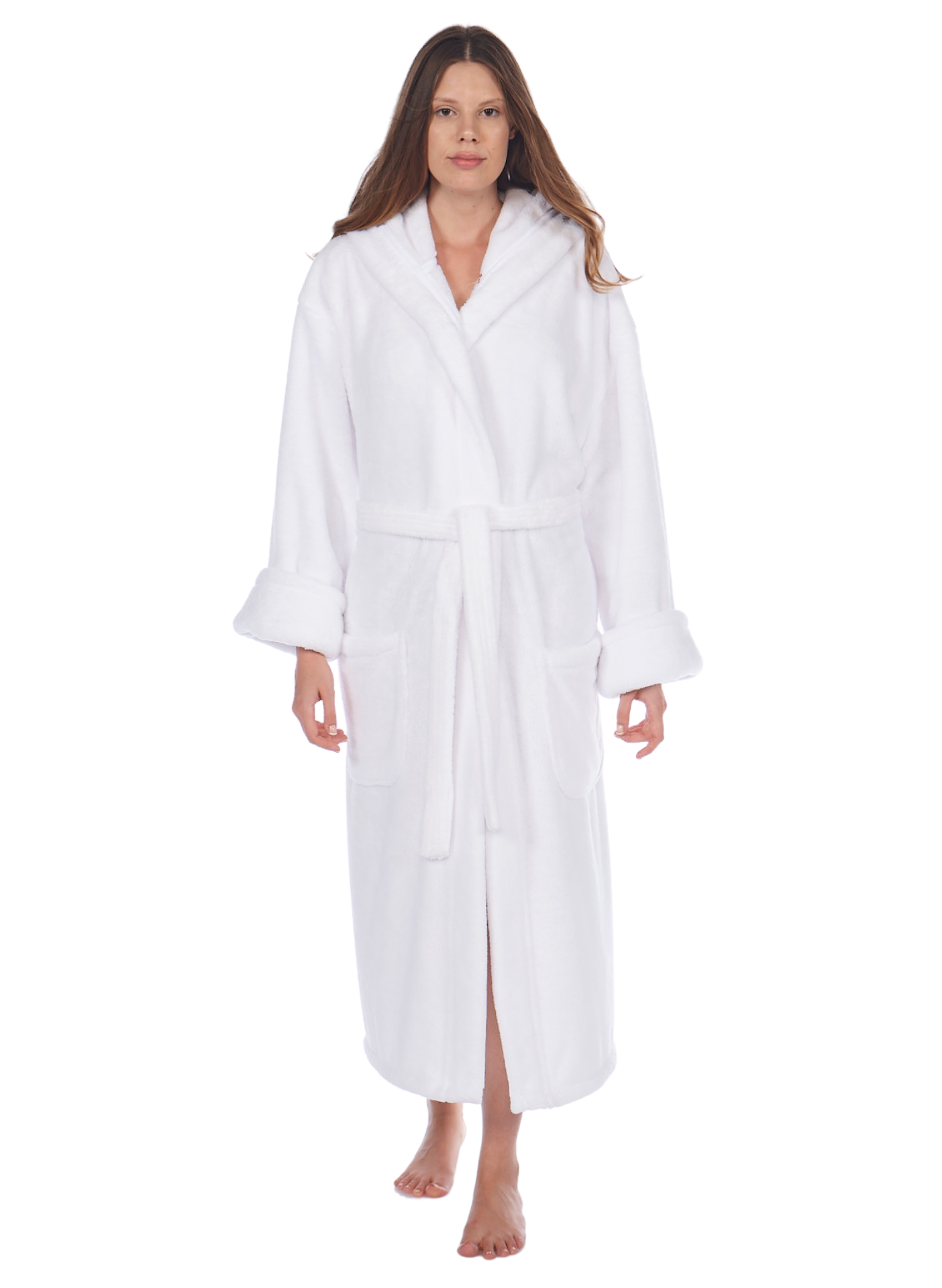 Fleece Plush, Soft and Warm Hooded Bathrobe, Made in Turkey