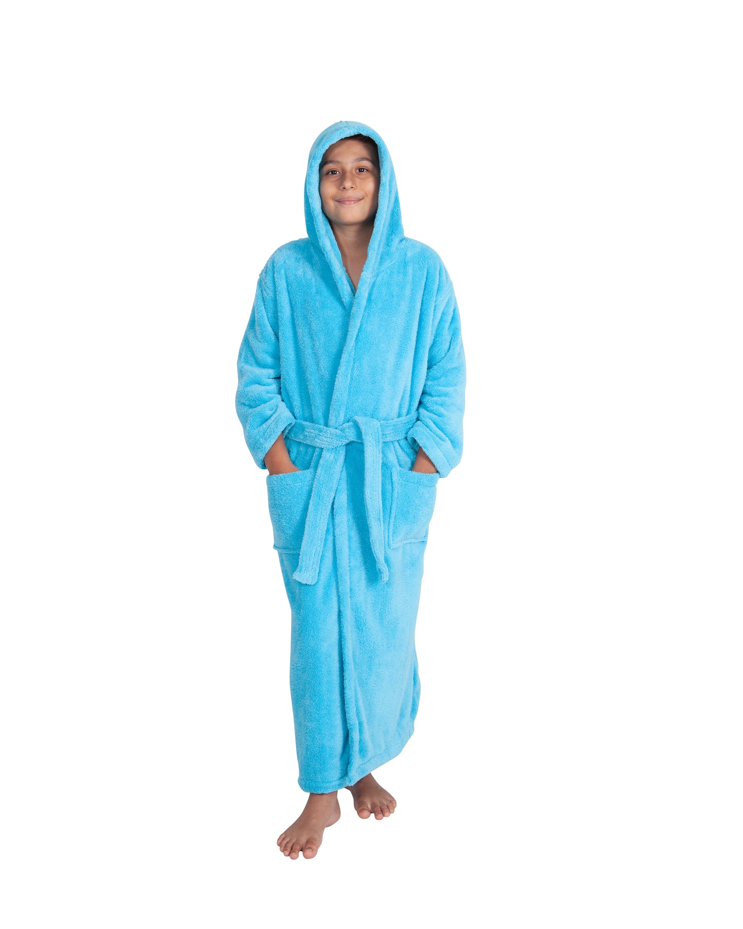 Kids Fleece, Plush, Soft and Warm Hooded Bathrobe for Boys, Made in Turkey