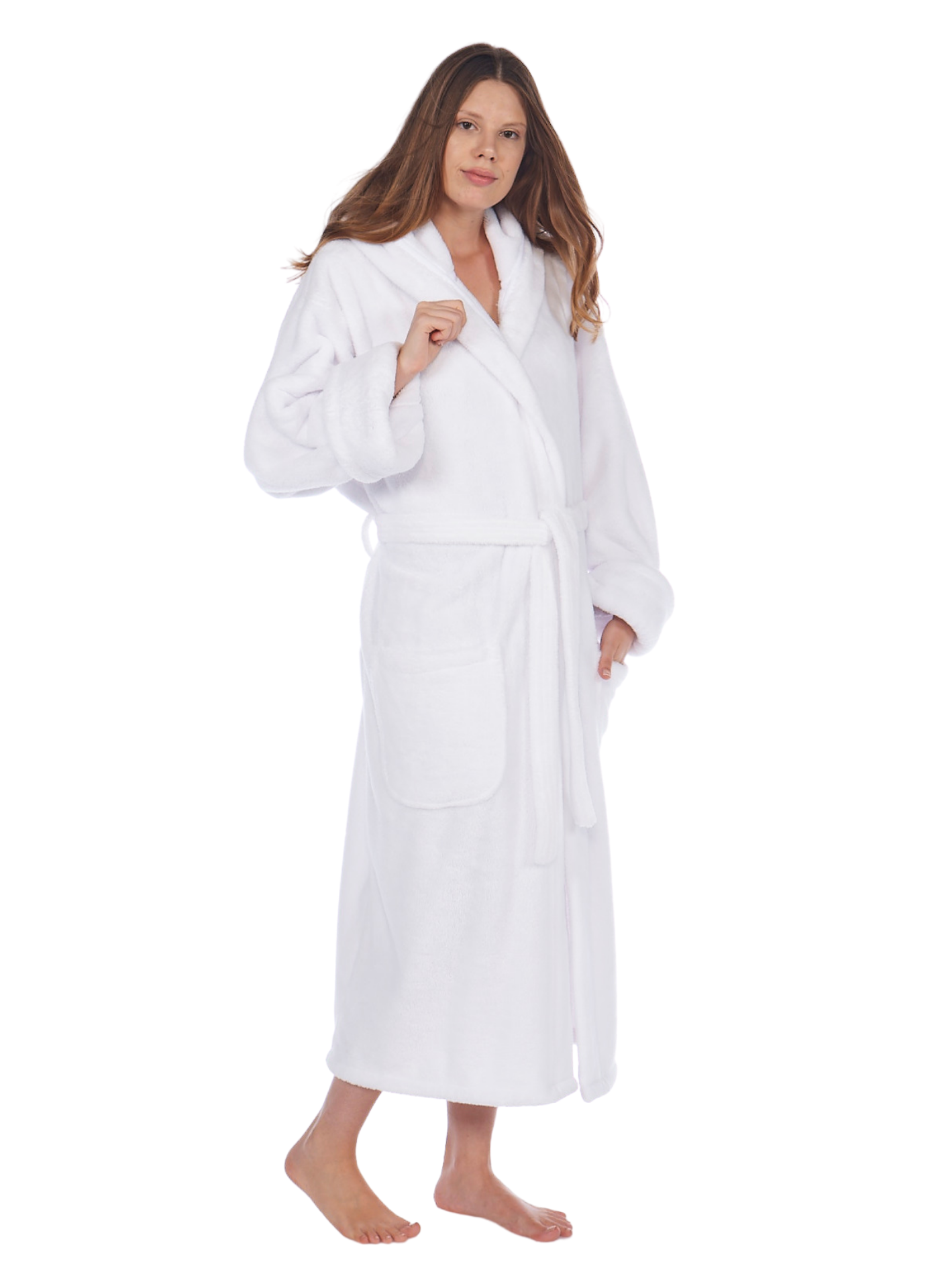 Fleece Plush, Soft and Warm Hooded Bathrobe, Made in Turkey