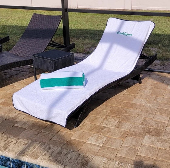 Personalized Quick-Dry Lounge Chair Covers, 100% Cotton Terry with Piping, 480 GSM, 30" x 85", Made in Turkey