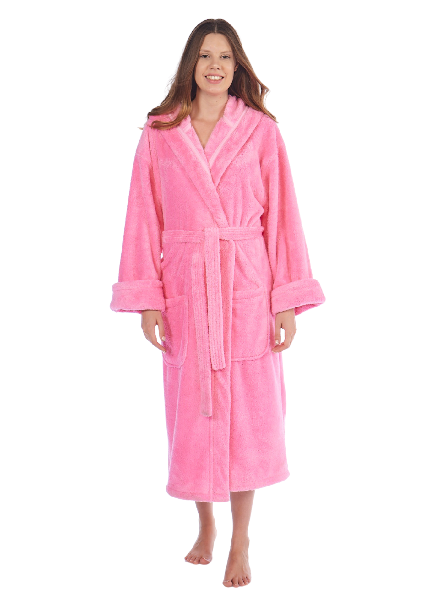 Fleece Plush, Soft and Warm Hooded Bathrobe, Made in Turkey