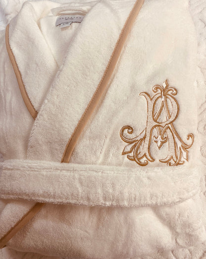 Plush Robe with Piping, Made in Turkey