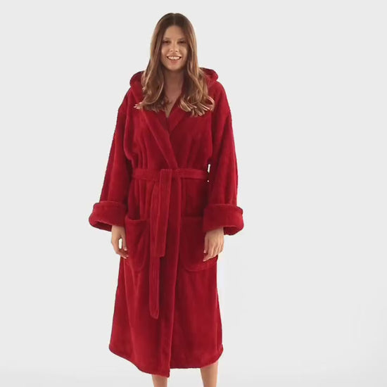 Women's Robe, Gift for Her, Personalized, Fleece Plush, Soft and Warm Hooded Bathrobe, Made in Turkey, Monogrammed, OSFM / Medium