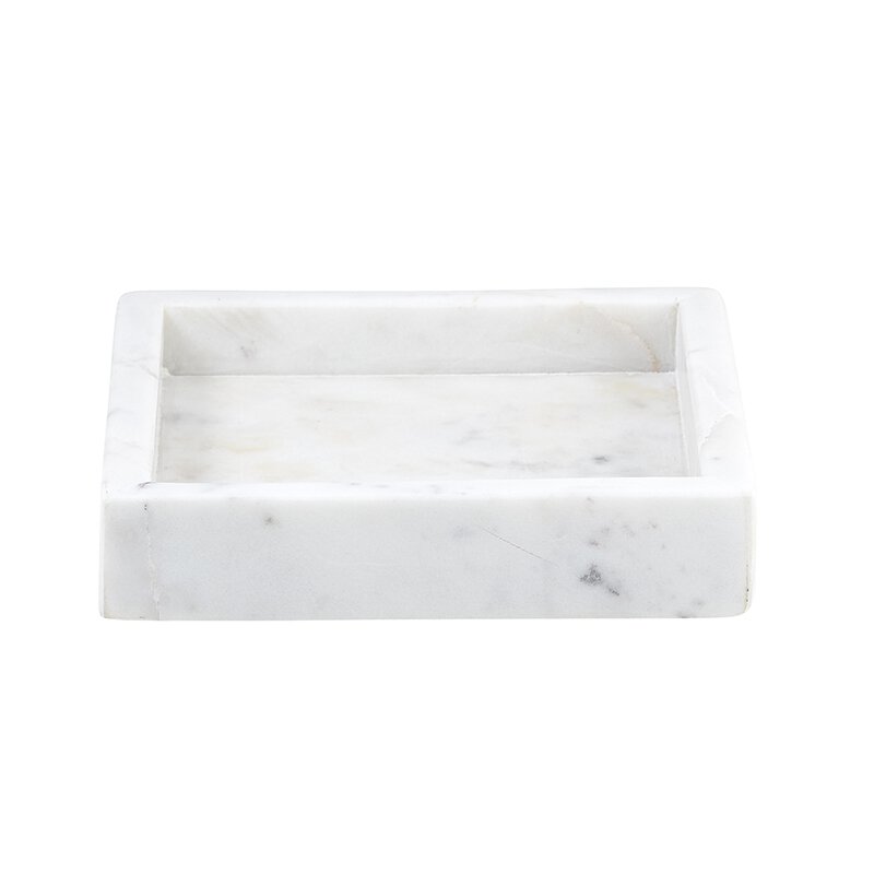 Square Marble Tray - White