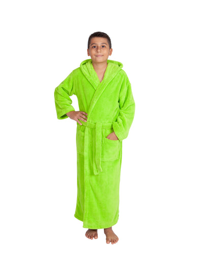 Kids Fleece, Plush, Soft and Warm Hooded Bathrobe for Boys, Made in Turkey