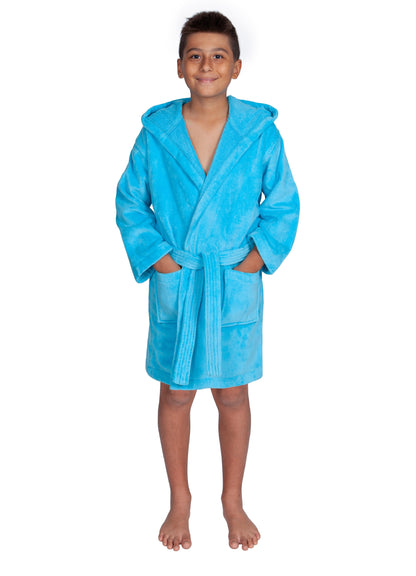 Kids Terry Velour Hooded Cover Up for Boys, Made in Turkey