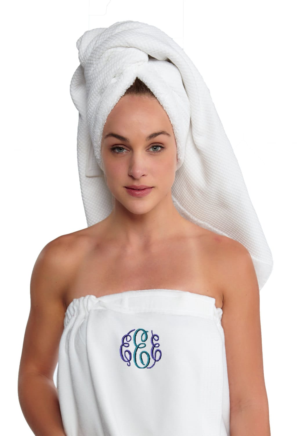 Turkish Personalized Luxury Spa Wrap, Bridesmaid Gift Terry/Velour, Parador® 100% Cotton | White Monogrammed Sauna Kilt