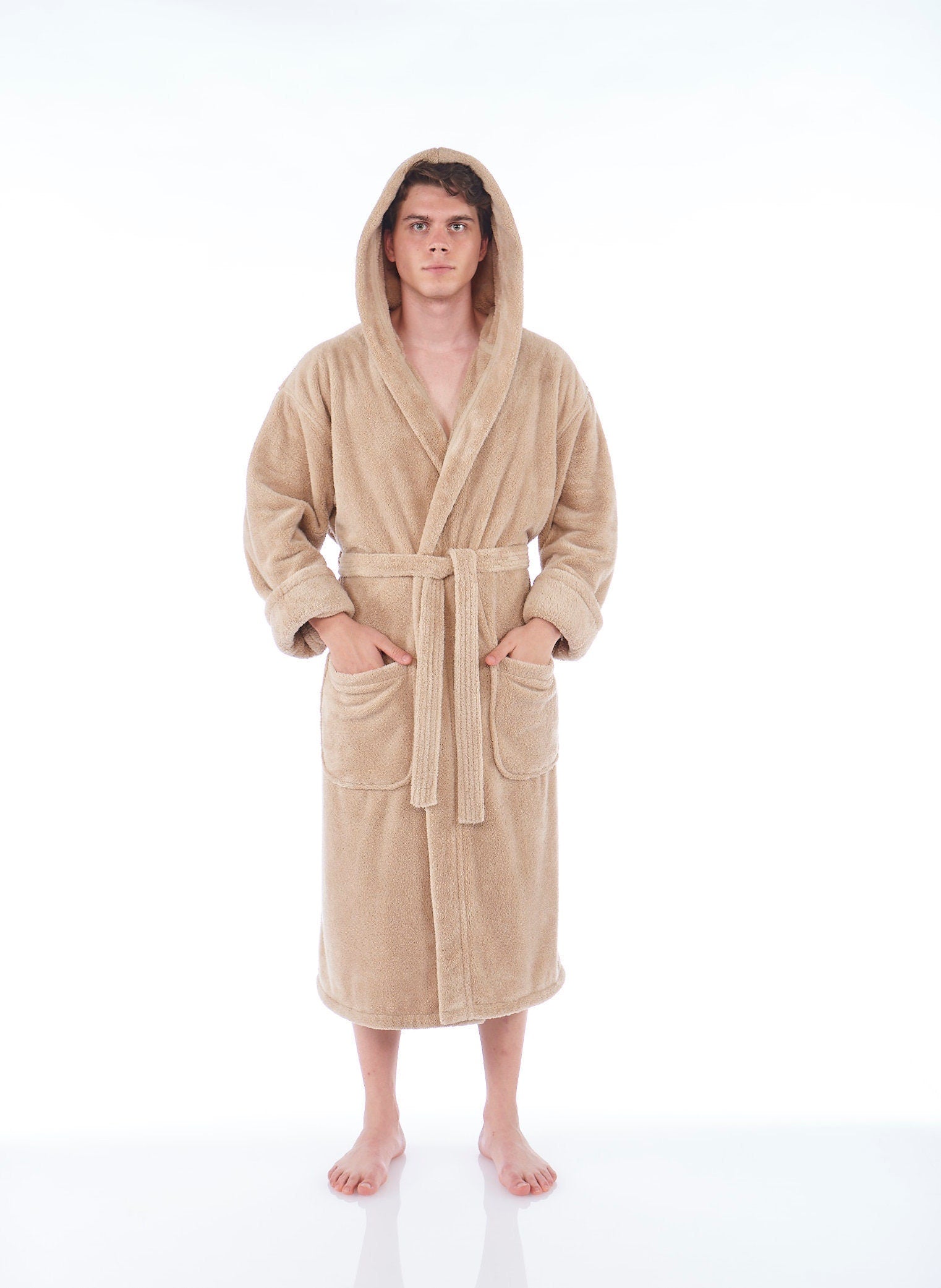 Gift for Him, Personalized, Fleece Plush, Soft, Plush and Warm Hooded Bathrobe | Made in Turkey, Monogrammed, One Size Fits Most / Medium