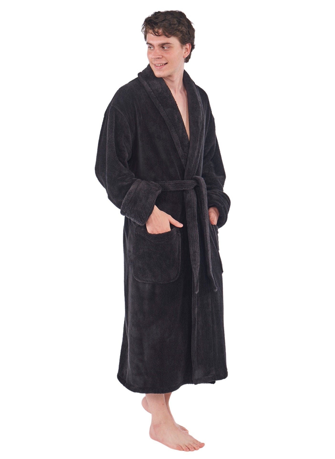 Men's Robe, Gift for Him, Personalized, Fleece Plush, Soft and Warm Shawl Robe, Made in Turkey, Monogrammed, Custom Wedding, Birthday Gift
