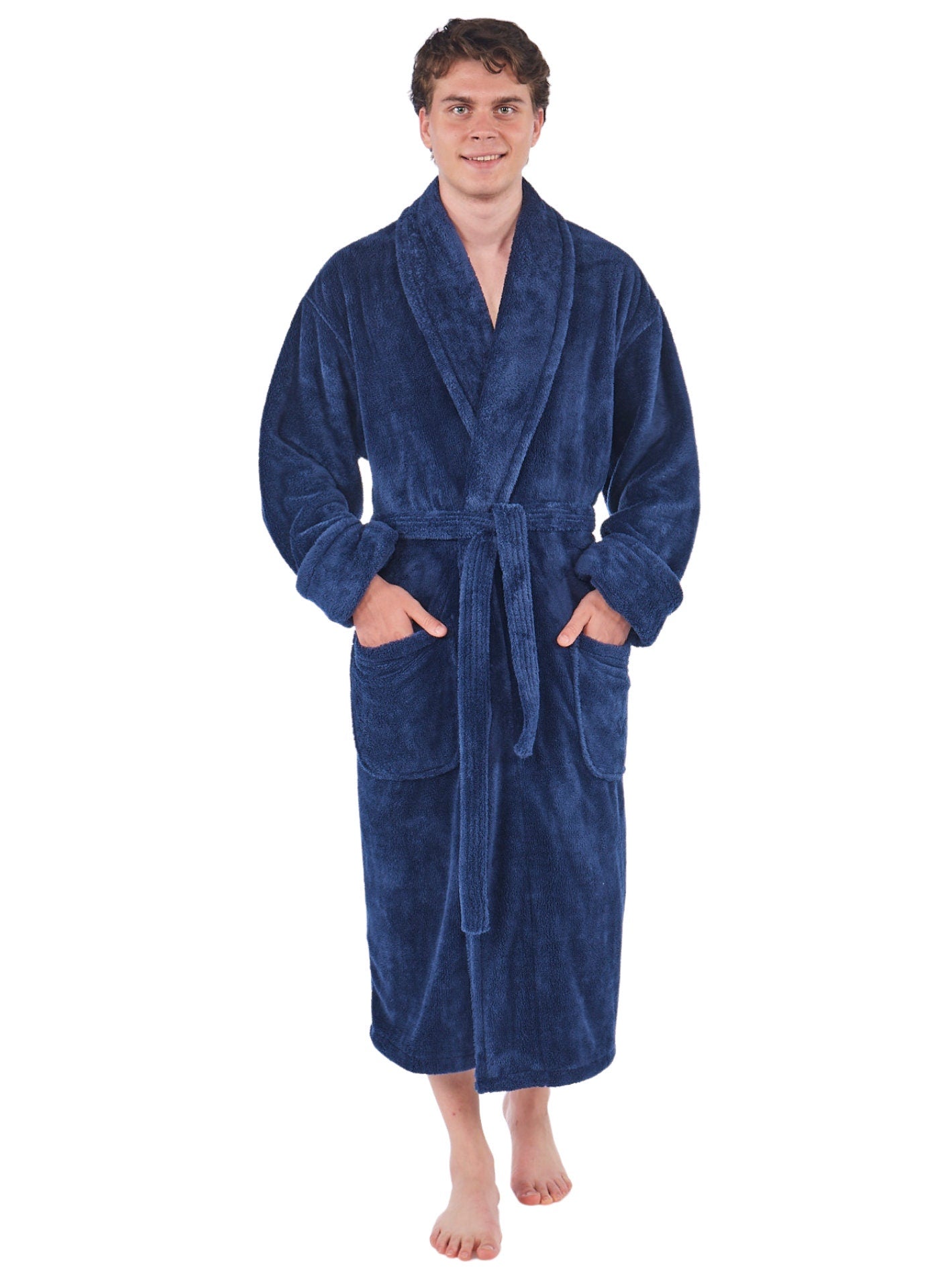 Men's Robe, Gift for Him, Personalized, Fleece Plush, Soft and Warm Shawl Robe, Made in Turkey, Monogrammed, Custom Wedding, Birthday Gift