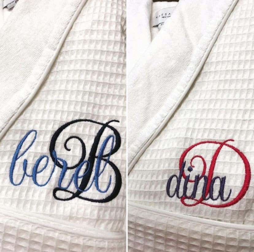 Personalized Seersucker Robe for Couples, 100% Polyester Yarn Dyed with Fleece Lining | Monogrammed Wedding, Birthday Gift, Luxury SPA Robe