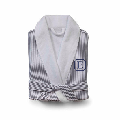 Personalized Seersucker Robe for Couples, 100% Polyester Yarn Dyed with Fleece Lining | Monogrammed Wedding, Birthday Gift, Luxury SPA Robe