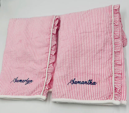 Seersucker Spa Wrap, Custom Embroidered, Bridesmaid, Graduate, Monogrammed Gift, Personalized Towel Wrap, 100% Cotton Terrycloth Sauna Kilt