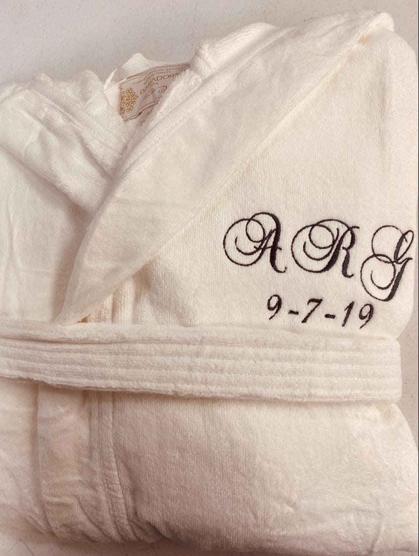 Personalized, Monogrammed, Custom, 100% Cotton Terry Velour, Luxurious, Plush Hooded Robe, Made in Turkey, One Size Fits Most / Medium