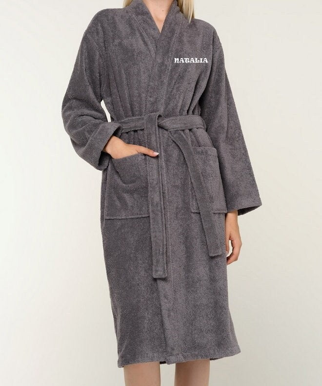 Luxury Turkish Terry Kimono Robe, 100% Cotton, Personalized and Monogrammed Gifts, Wedding, Christmas, Birthday Gift, Unisex